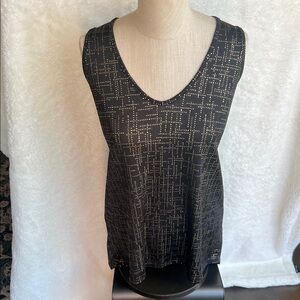 Bobeau Black and Gold Patterned Tank Top